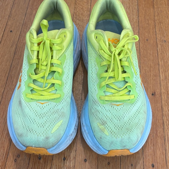 Hoka Neon Green and Sky Blue Athletic Shoes - Picture 2 of 3